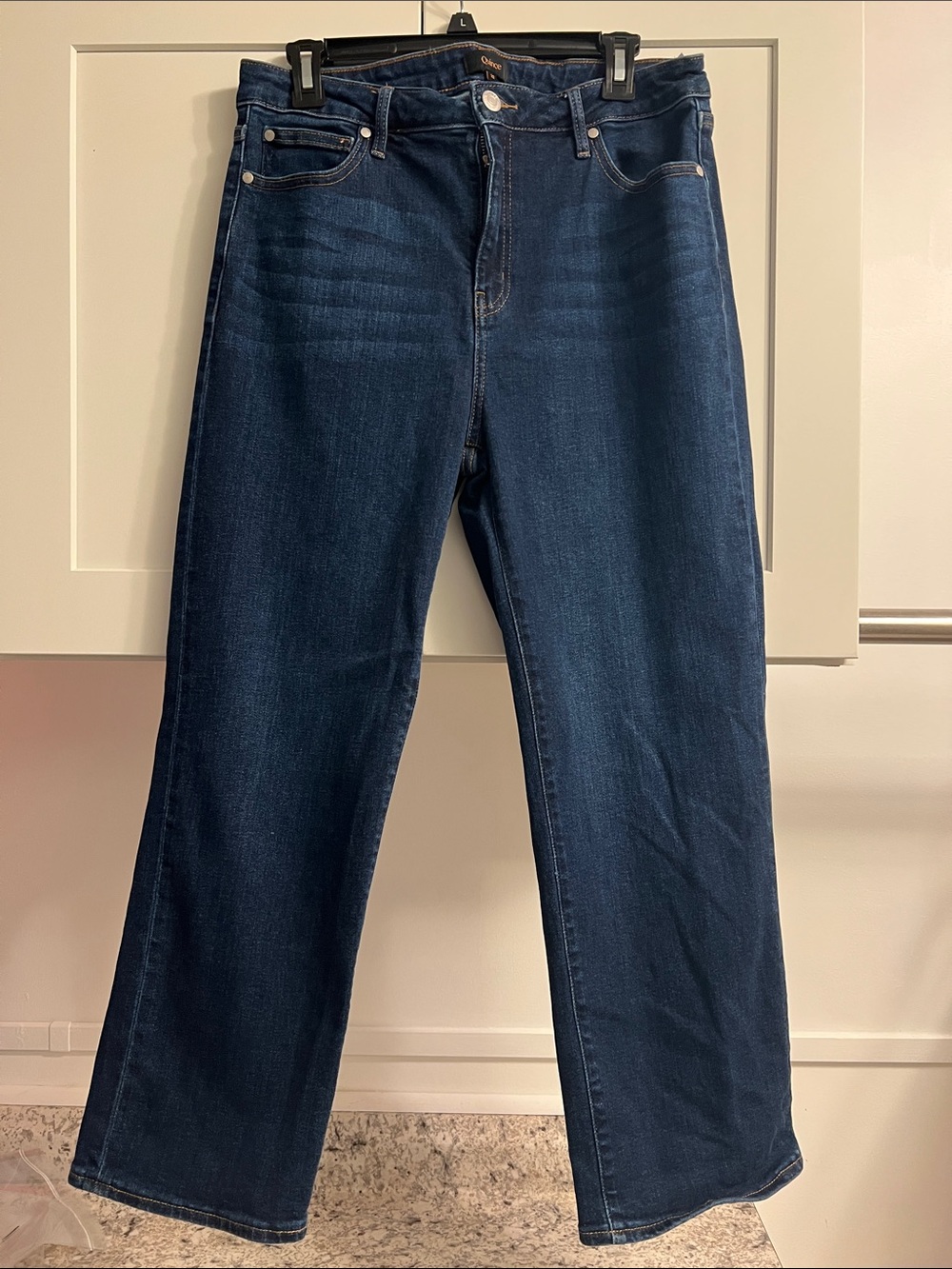 Quince Women’s Stretch High Rise Straight Jeans  Midnight  Blue  Jeans